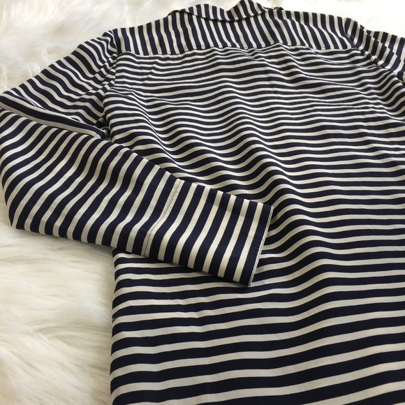J. CREW The Boy Shirt Silk Navy Creme Stripes - Picture 5 of 6